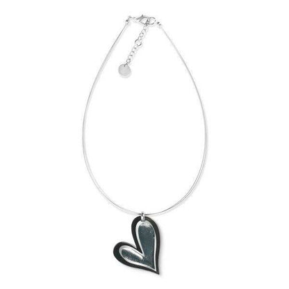 Black Linear Heart Large Pendant | The Jewellery Stop