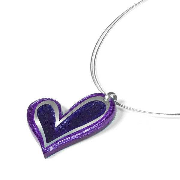 Lavender Linear Heart Large Pendant