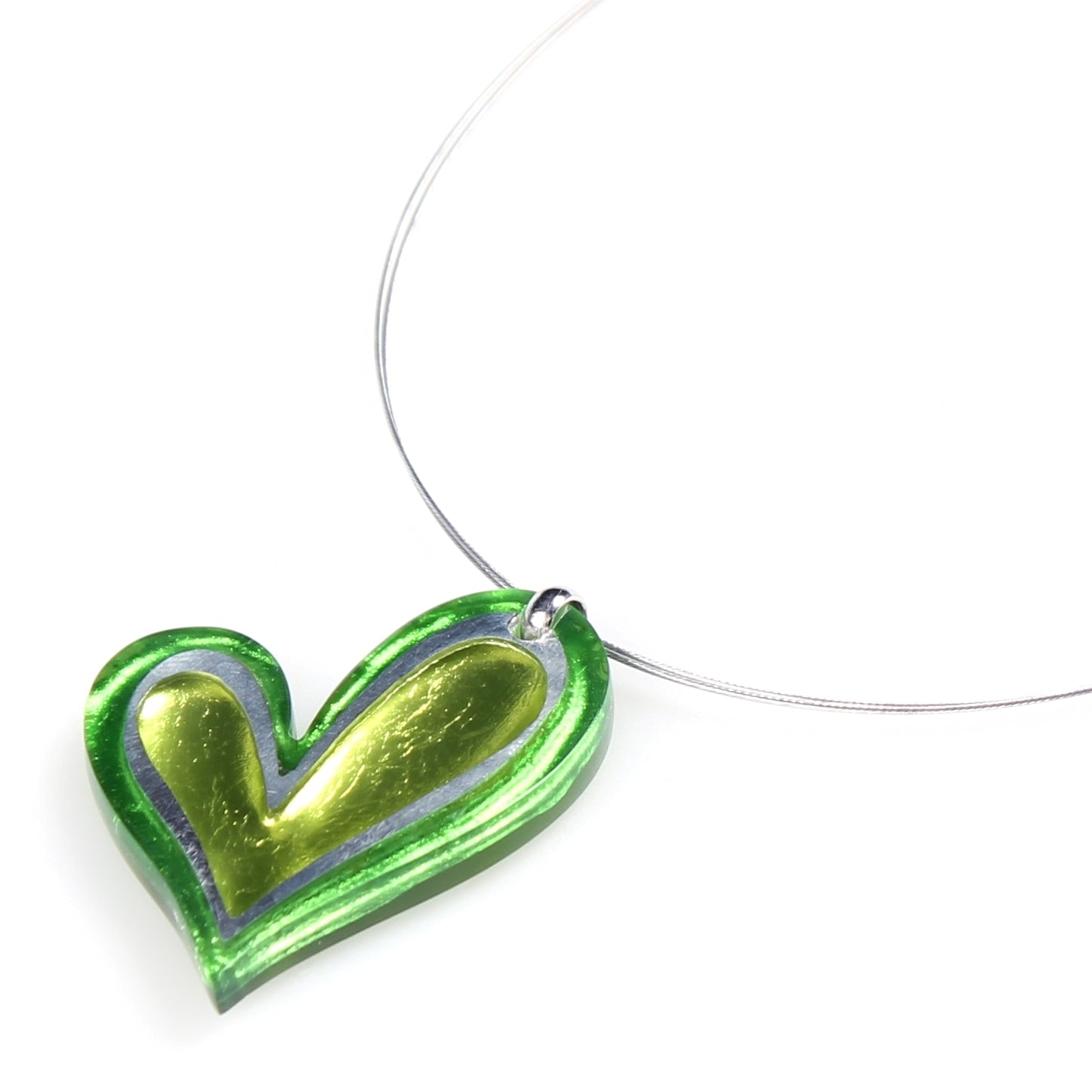 Lime Linear Heart Large Pendant