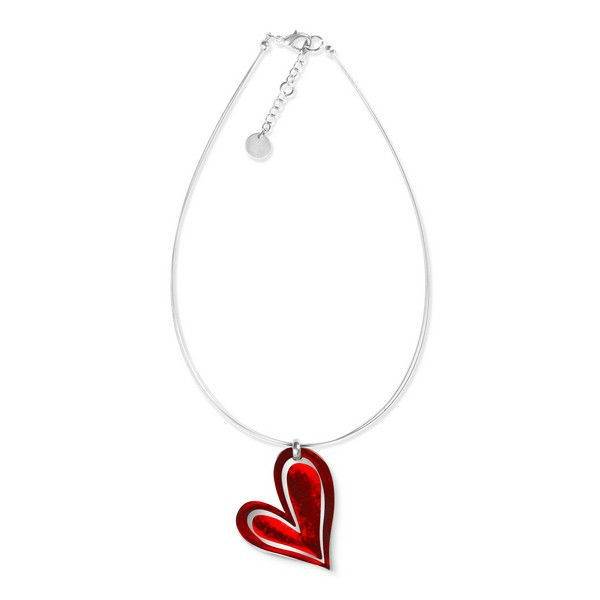 Red Linear Heart Large Pendant