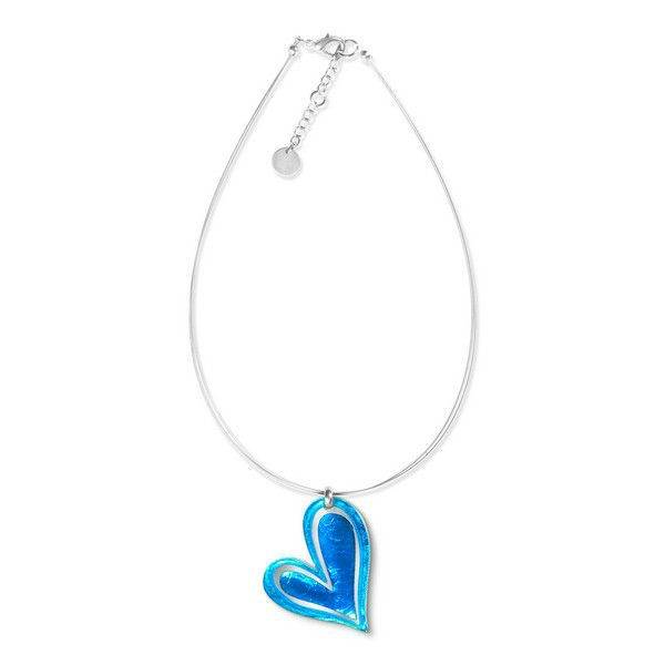 Turquoise Linear Heart Large Pendant