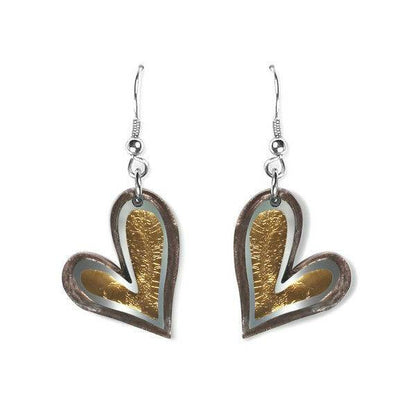 Metallics Linear Heart Fish Hook Earrings