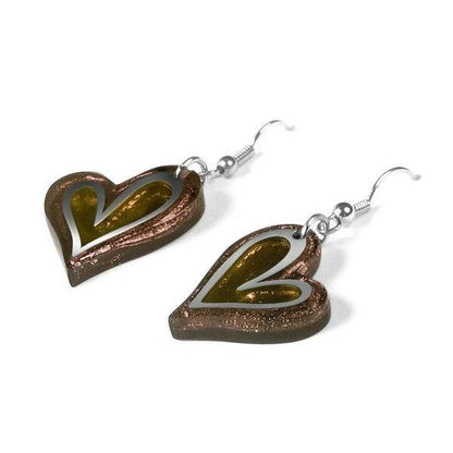Metallics Linear Heart Fish Hook Earrings