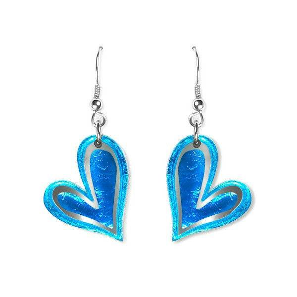 Turquoise Linear Heart Fish Hook Earrings | The Jewellery Stop