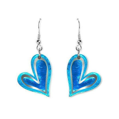 Turquoise Linear Heart Fish Hook Earrings | The Jewellery Stop