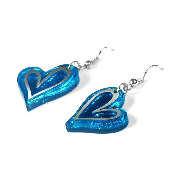 Turquoise Linear Heart Fish Hook Earrings | The Jewellery Stop