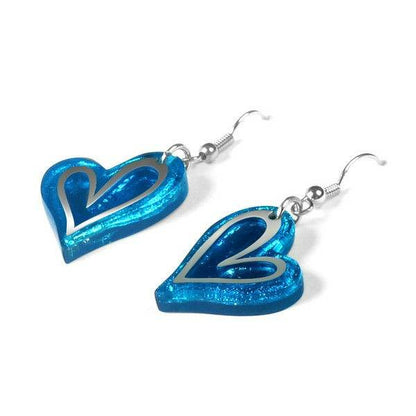 Turquoise Linear Heart Fish Hook Earrings | The Jewellery Stop
