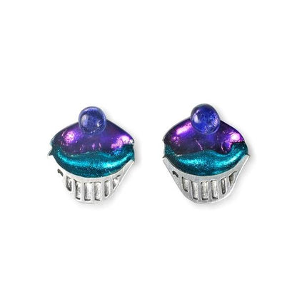 Peacock Cupcake Stud Earrings