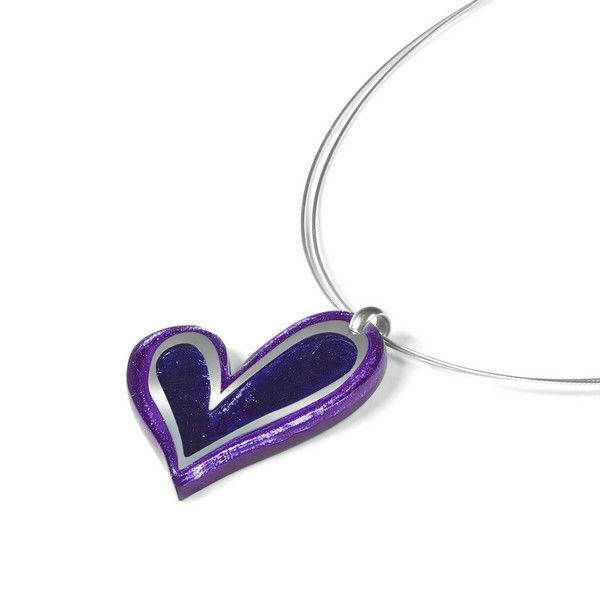 Lavender Linear Heart Small Pendant