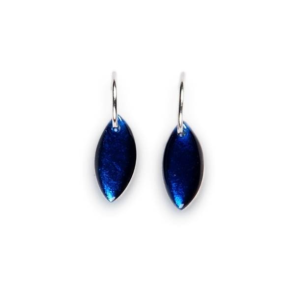 Navy Petal Creole Earrings | The Jewellery Stop