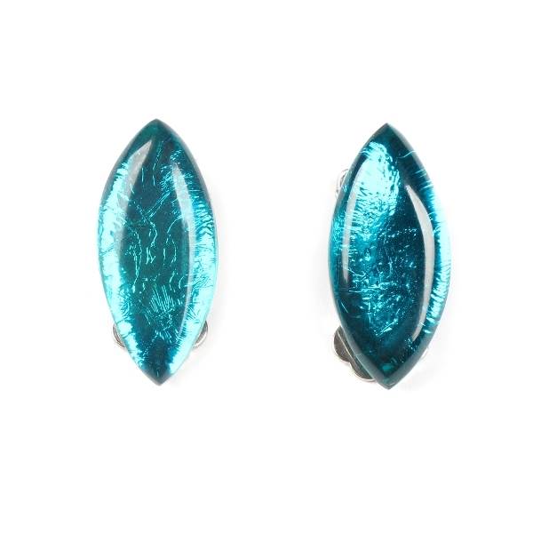 Teal Petal Clip Earrings | The Jewellery Stop