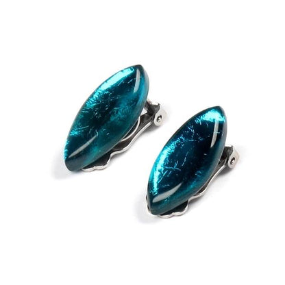 Teal Petal Clip Earrings | The Jewellery Stop