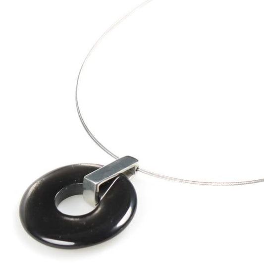Black Doughnut on Pewter Pendant | The Jewellery Stop