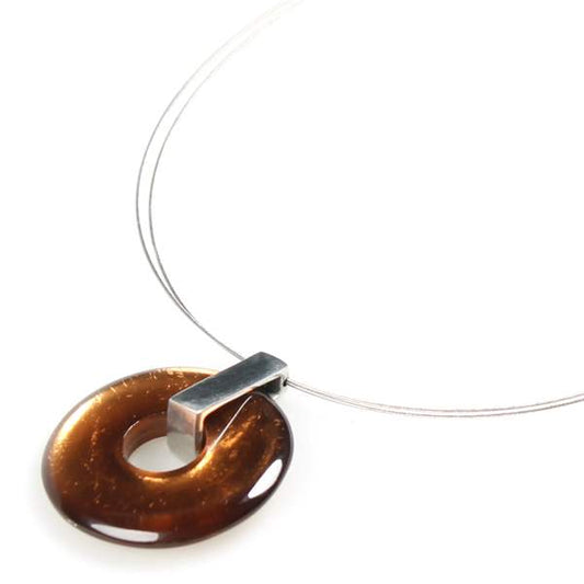Gold Doughnut on Pewter Pendant | The Jewellery Stop
