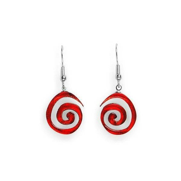 Red Spirals Fish Hook Earrings | The Jewellery Stop