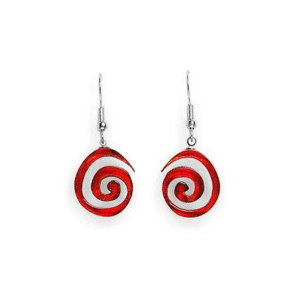 Red Spirals Fish Hook Earrings | The Jewellery Stop