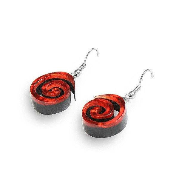 Red Spirals Fish Hook Earrings | The Jewellery Stop