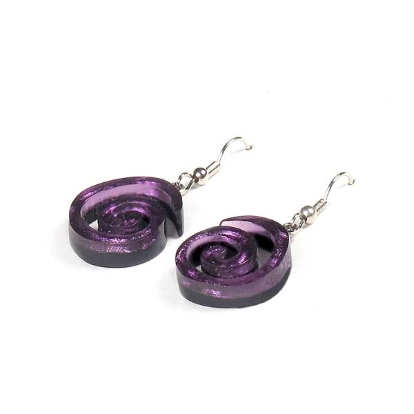 Violet Spirals Fish Hook Earrings | The Jewellery Stop