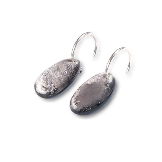 Grey Antique Pebble Creole Earrings | The Jewellery Stop