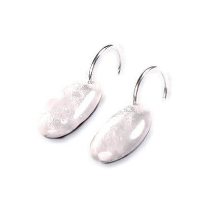 White Antique Pebble Creole Earrings | The Jewellery Stop