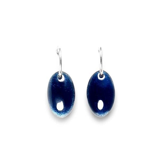 Navy Classic Ovals Rounded Creole Earrings | The Jewellery Stop