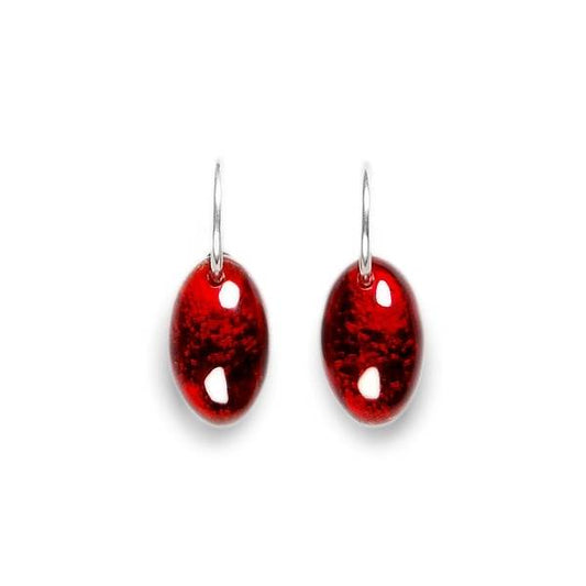 Red Classic Ovals Rounded Creole Earrings | The Jewellery Stop