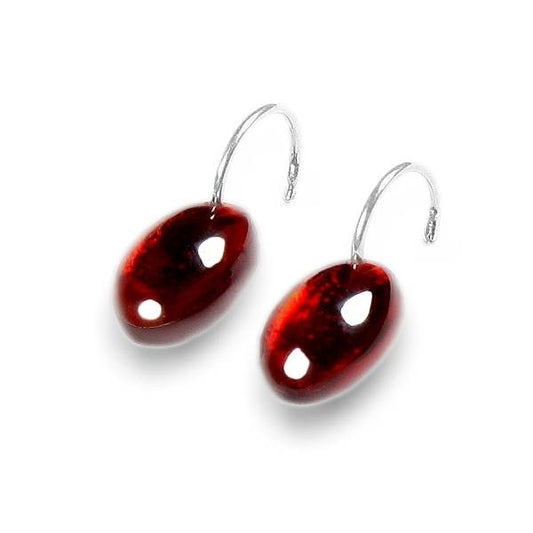 Red Classic Ovals Rounded Creole Earrings | The Jewellery Stop
