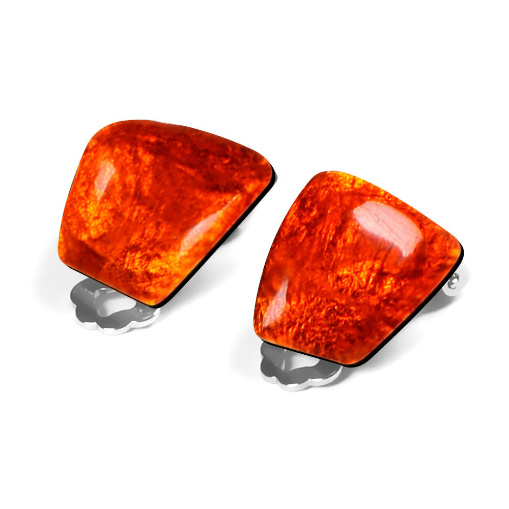 Orange Cleopatra Clip Earrings