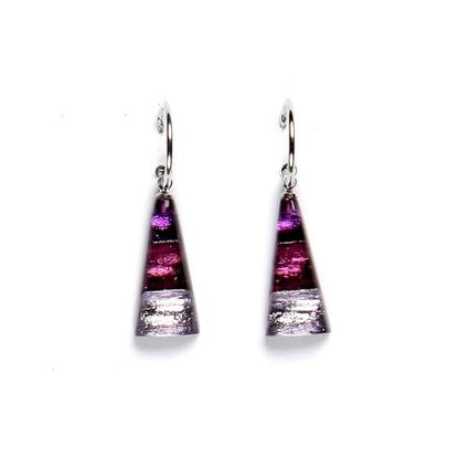 Purple Deco Triangle Creole Earrings | The Jewellery Stop