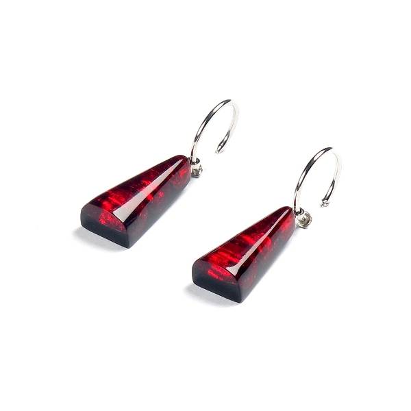 Red Deco Triangle Creole Earrings | The Jewellery Stop