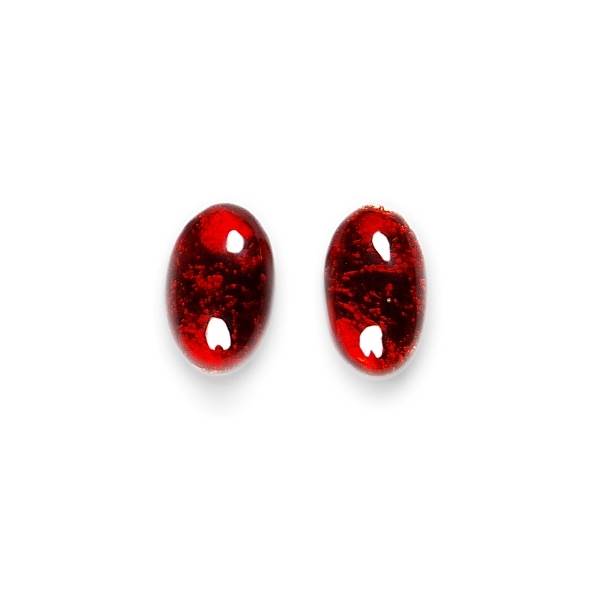 Red Classic Ovals Rounded Stud Earrings | The Jewellery Stop