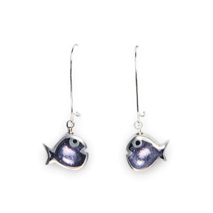 Lilac Bubble Fish Long Hook Earrings