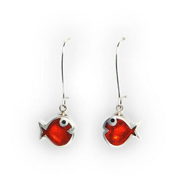 Orange Bubble Fish Long Hook Earrings