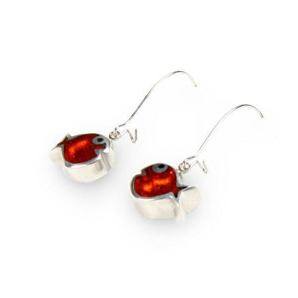 Orange Bubble Fish Long Hook Earrings | The Jewellery Stop