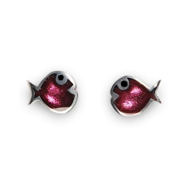 Pink Bubble Fish Stud Earrings
