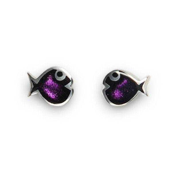 Purple Bubble Fish Stud Earrings | The Jewellery Stop