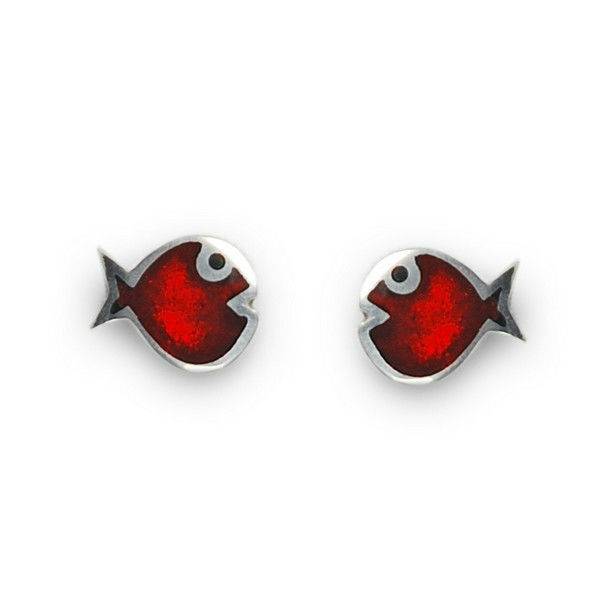 Red Bubble Fish Stud Earrings | The Jewellery Stop