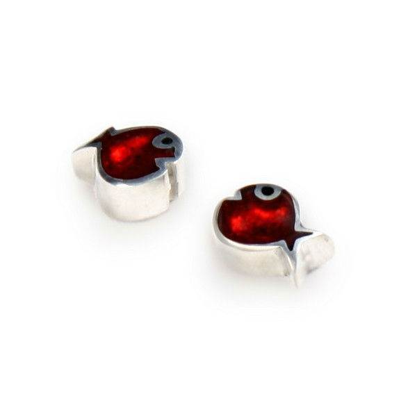 Red Bubble Fish Stud Earrings | The Jewellery Stop
