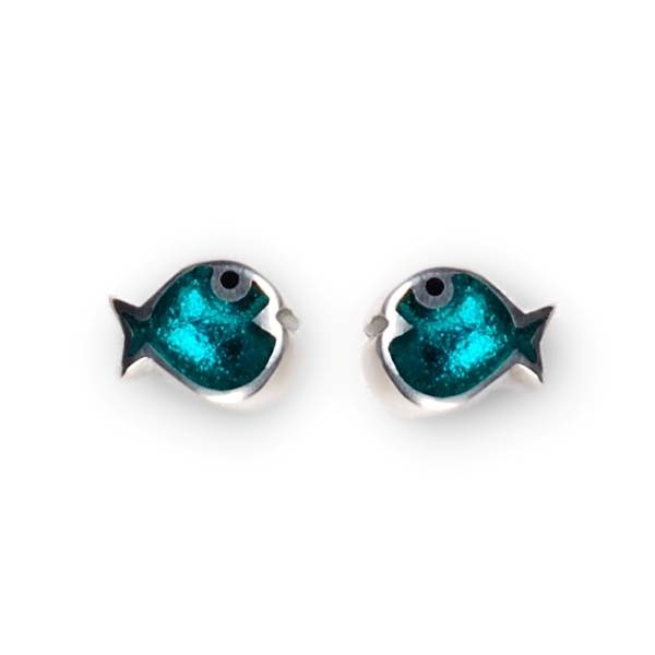 Teal Bubble Fish Stud Earrings | The Jewellery Stop