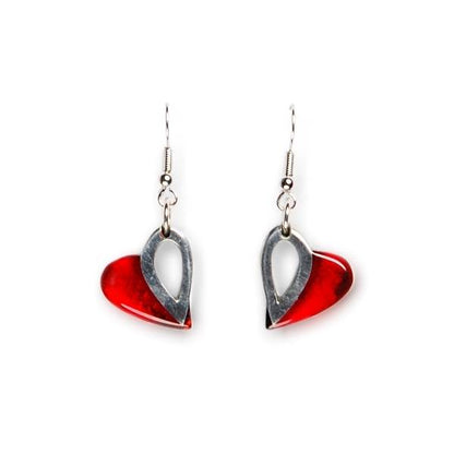 Red Loop Heart Fish Hook Earrings | The Jewellery Stop