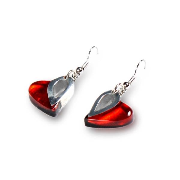 Red Loop Heart Fish Hook Earrings | The Jewellery Stop