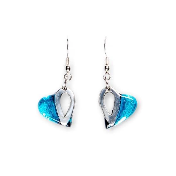 Turquoise Loop Heart Fish Hook Earrings | The Jewellery Stop