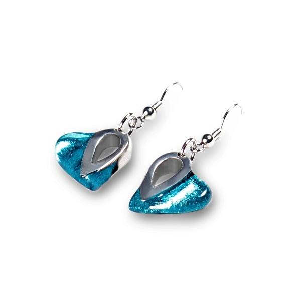 Turquoise Loop Heart Fish Hook Earrings | The Jewellery Stop