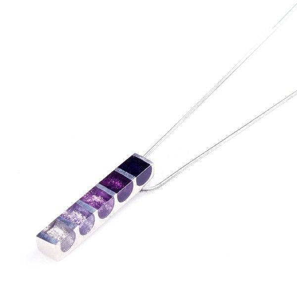 Purple Pewter Stripes Pendant on Chain