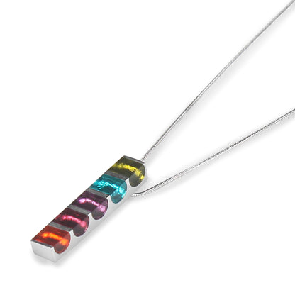 Rainbow Pewter Stripes Pendant on Chain