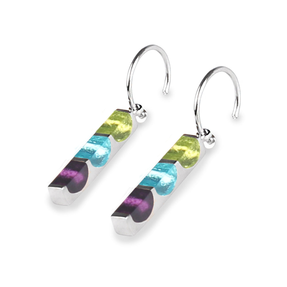 Kingfisher Pewter Stripes Creole Earrings