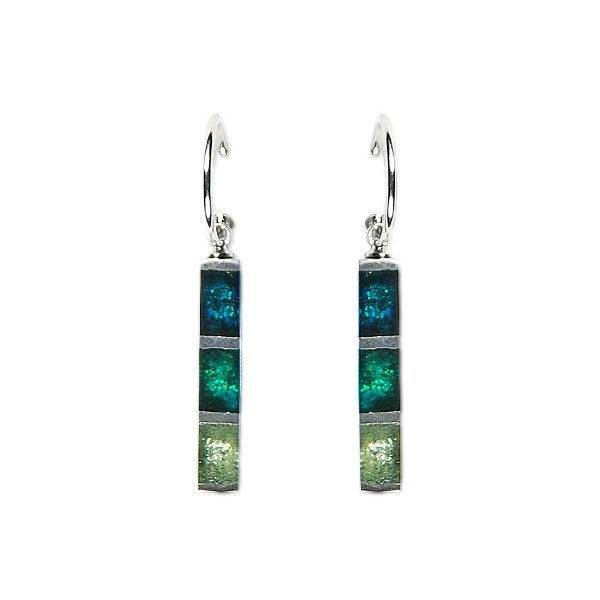Teal Pewter Stripes Creole Earrings | The Jewellery Stop