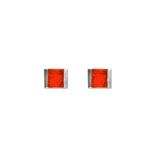 Orange Pewter Stripes Stud Earrings
