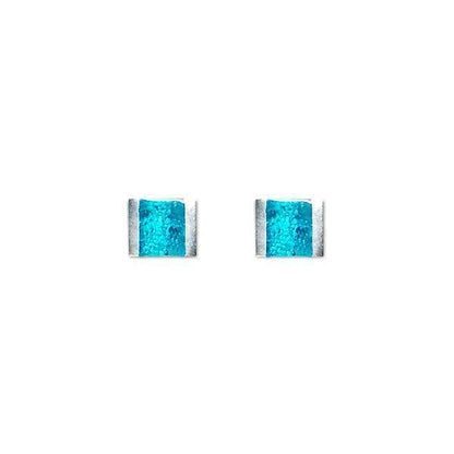 Turquoise Pewter Stripes Stud Earrings | The Jewellery Stop