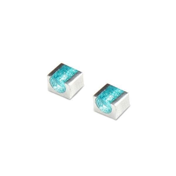 Turquoise Pewter Stripes Stud Earrings | The Jewellery Stop